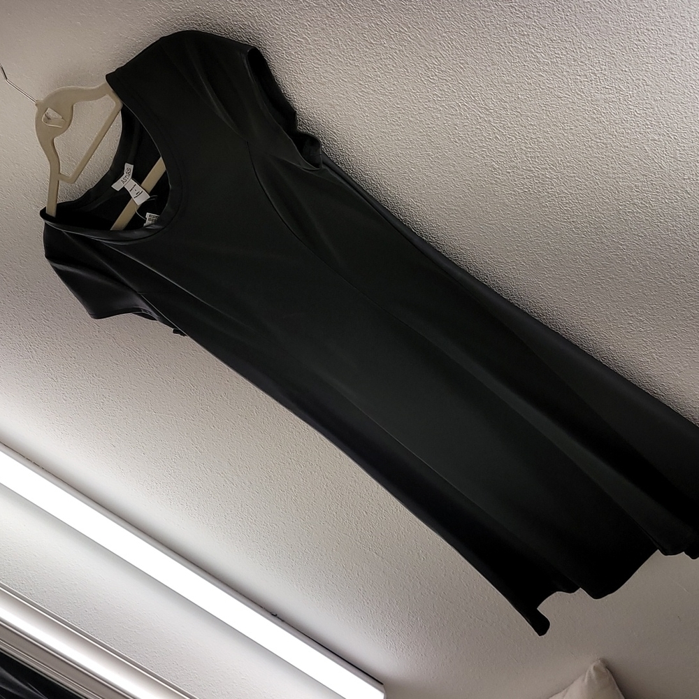 LA womens Sunset Vegan Leather Dress flirty little black Dress